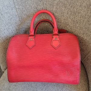 Red Louis Vuitton LV Hand Bag Epi Speedy 25